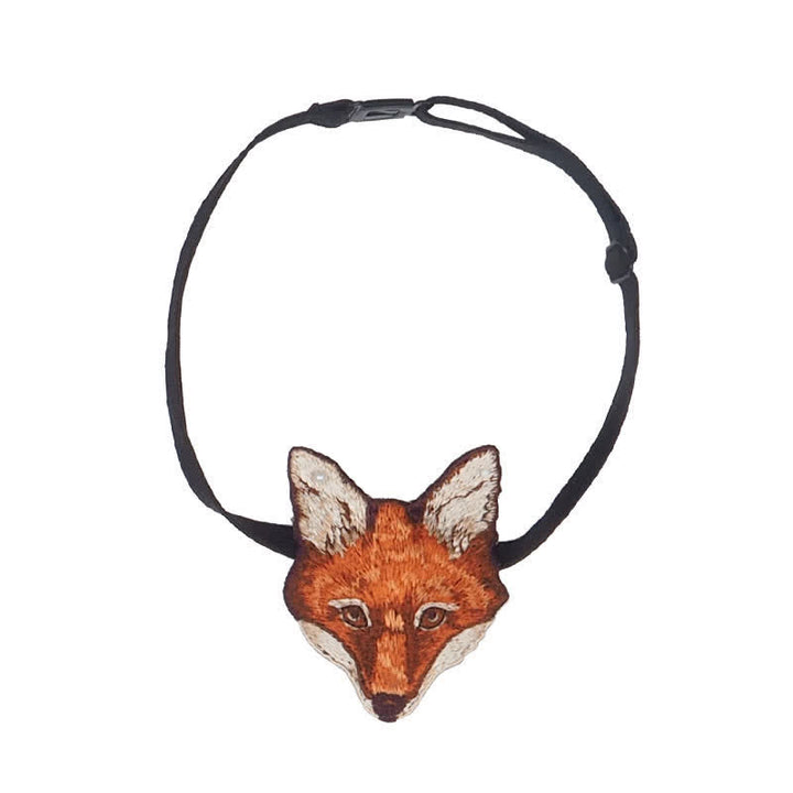 Women's Fox Head Embroidered Short Zipper Necktie - image 5