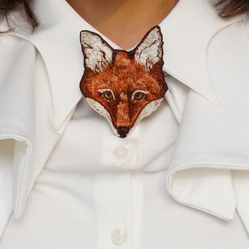 Women's Fox Head Embroidered Short Zipper Necktie - image 1