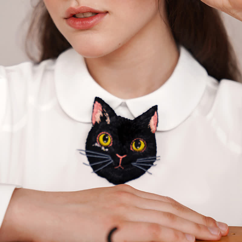 Women's Fox Head Embroidered Short Zipper Necktie - image 2