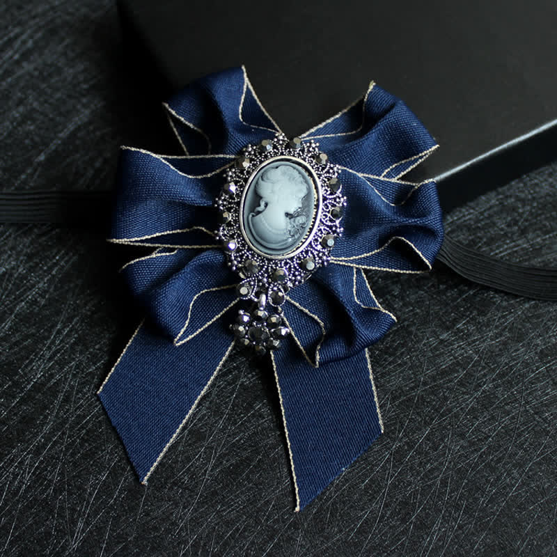 Ribbon Rhinestone Lady Relief Wedding Bow Tie - Navy - image 12