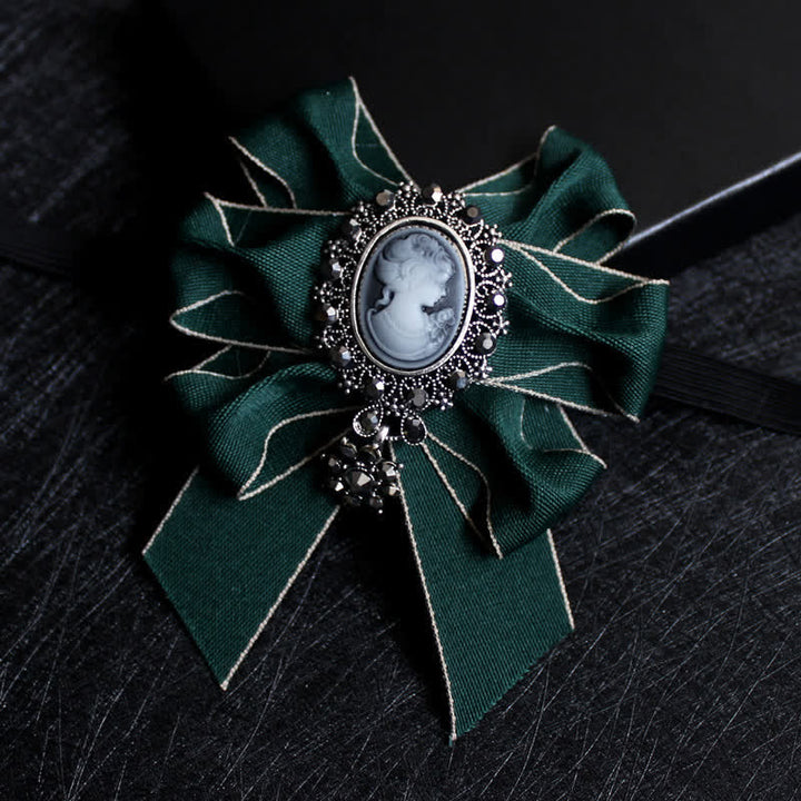 Ribbon Rhinestone Lady Relief Wedding Bow Tie - Green - image 8
