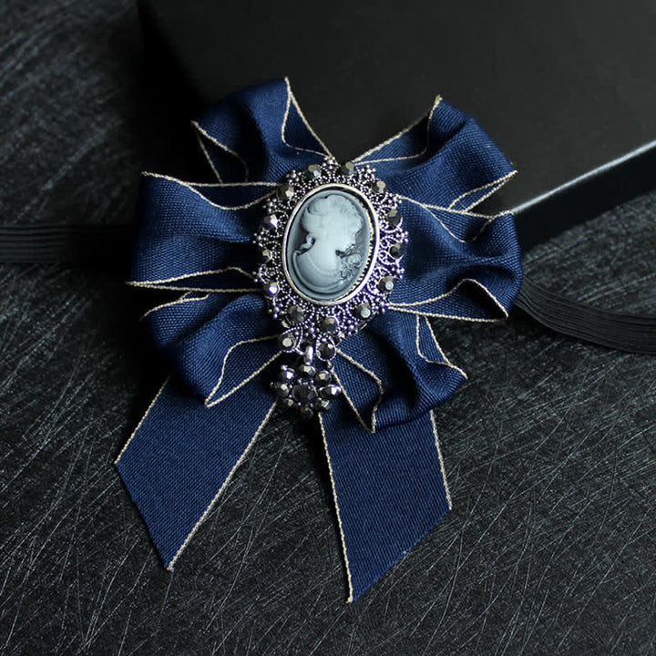 Ribbon Rhinestone Lady Relief Wedding Bow Tie - Navy - image 12