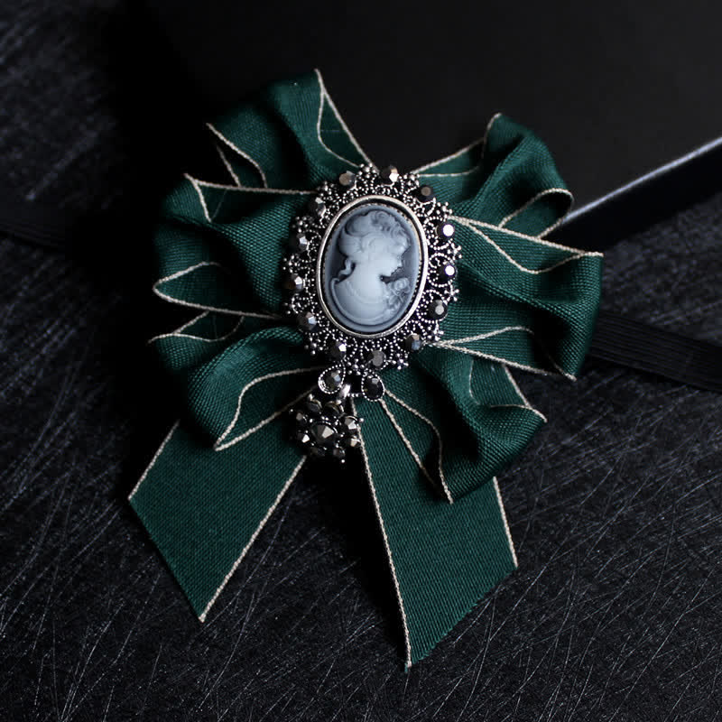 Ribbon Rhinestone Lady Relief Wedding Bow Tie - Green - image 8