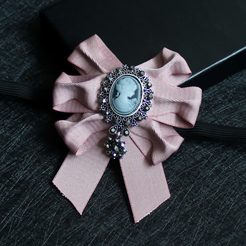 Ribbon Rhinestone Lady Relief Wedding Bow Tie - Pink - image 14