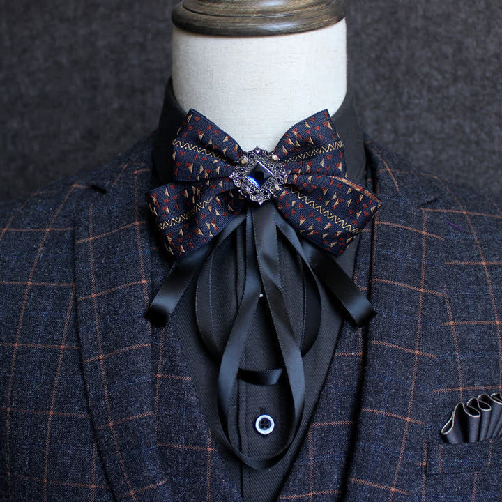 Classic British Style Ribbon Tassel Bow Tie - Style #19 - image 21