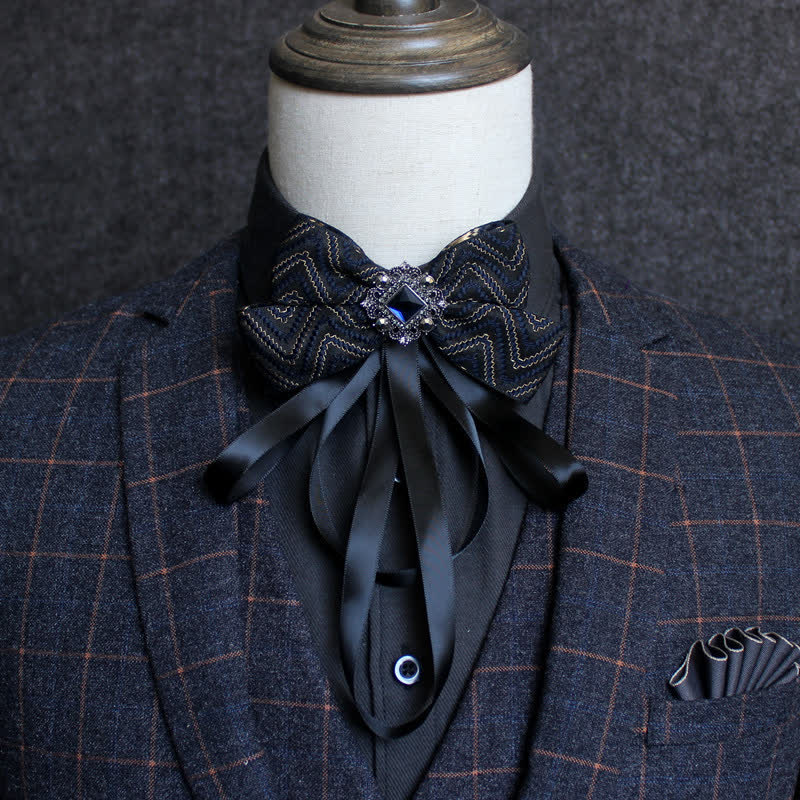 Classic British Style Ribbon Tassel Bow Tie - Style #17 - image 19