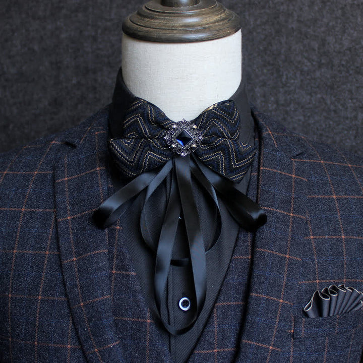Classic British Style Ribbon Tassel Bow Tie - Style #17 - image 19