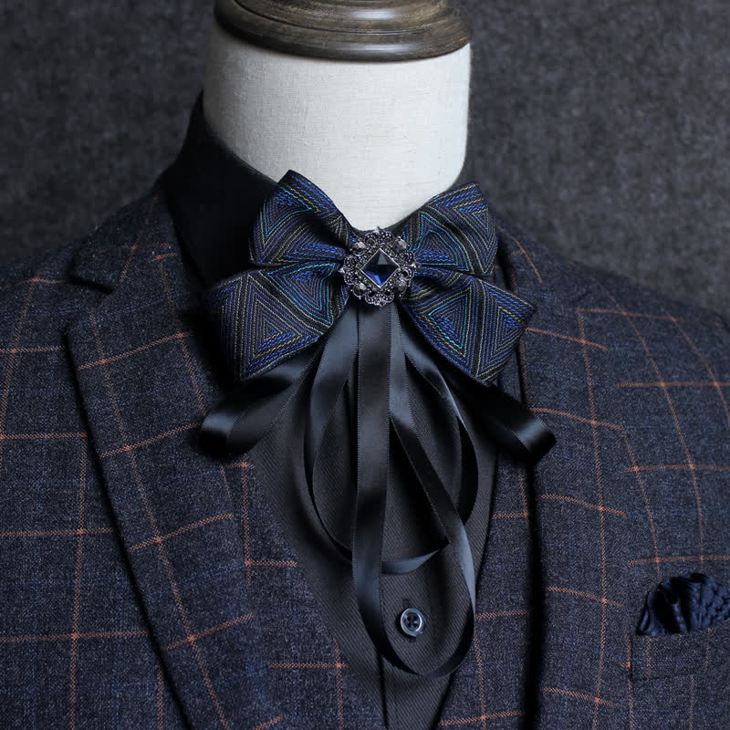 Classic British Style Ribbon Tassel Bow Tie - Style #7 - image 9