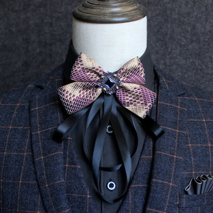 Classic British Style Ribbon Tassel Bow Tie - Style #5 - image 7