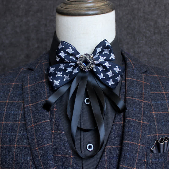 Classic British Style Ribbon Tassel Bow Tie - Style #11 - image 13