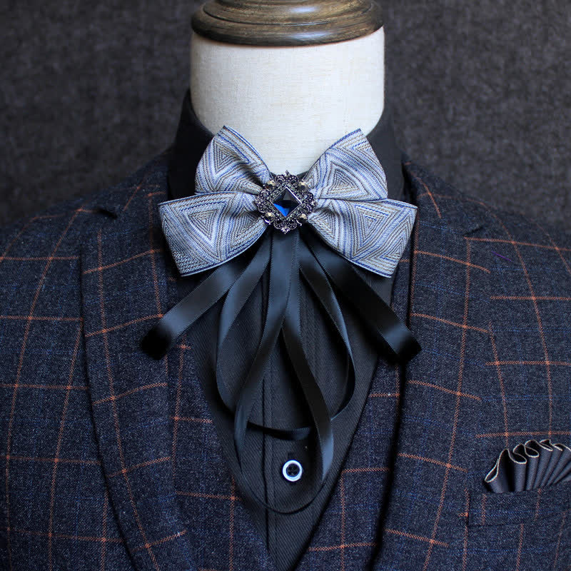 Classic British Style Ribbon Tassel Bow Tie - Style #8 - image 10