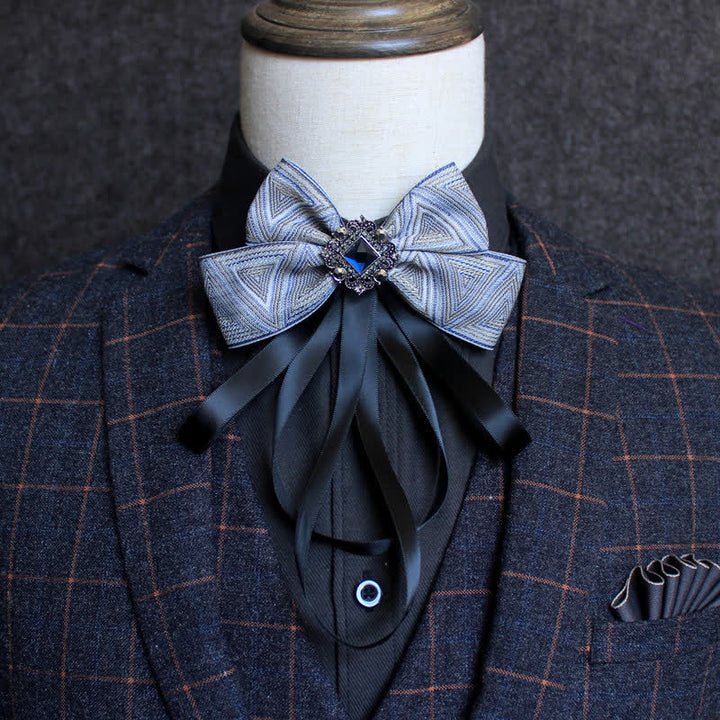 Classic British Style Ribbon Tassel Bow Tie - Style #8 - image 10