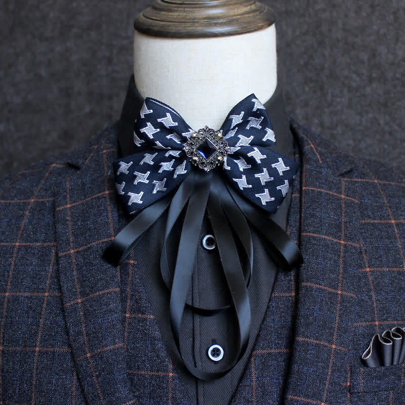 Classic British Style Ribbon Tassel Bow Tie - Style #11 - image 13