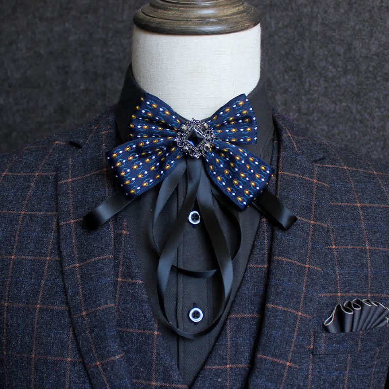 Classic British Style Ribbon Tassel Bow Tie - Style #13 - image 15