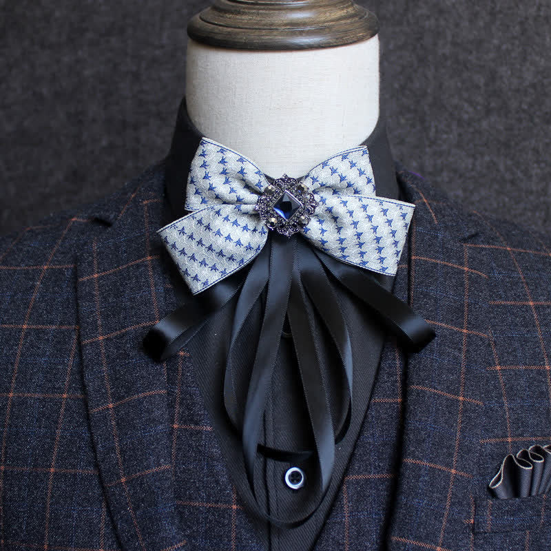 Classic British Style Ribbon Tassel Bow Tie - Style #15 - image 17
