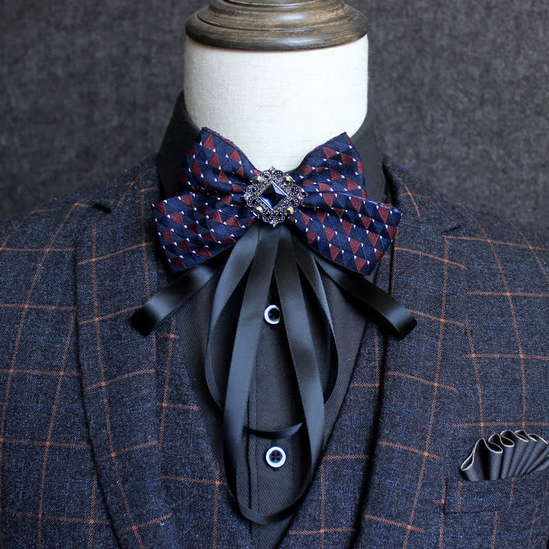 Classic British Style Ribbon Tassel Bow Tie - Style #16 - image 18