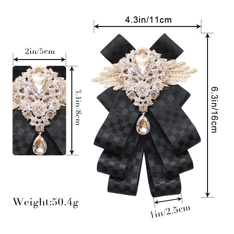 Retro Crystal Rhinestone Dangle Ribbon Bow Tie - image 2
