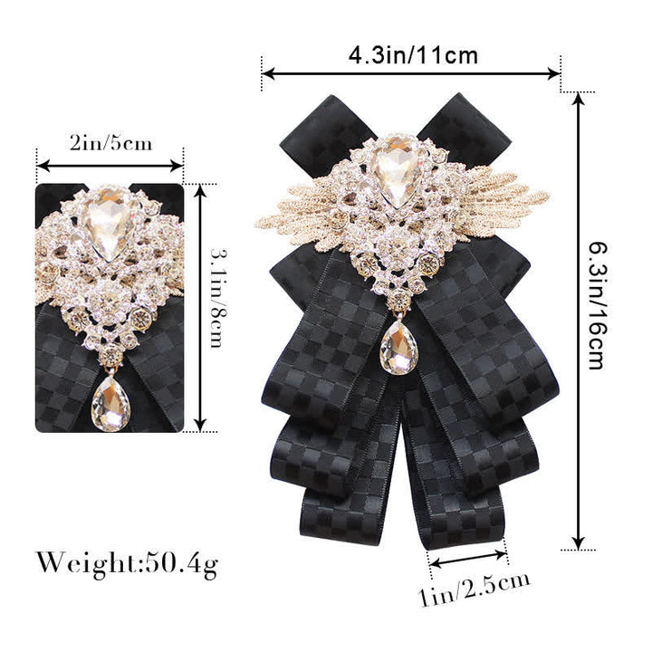 Retro Crystal Rhinestone Dangle Ribbon Bow Tie - image 2