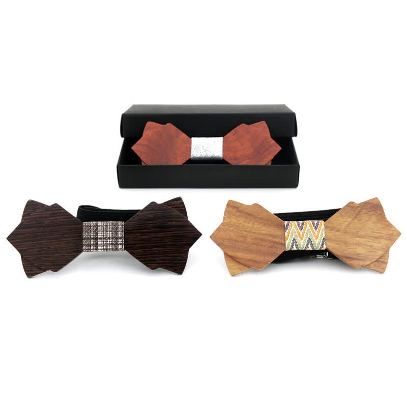 Men's Classic Vintage Double Layered Wooden Bow Tie - image 6