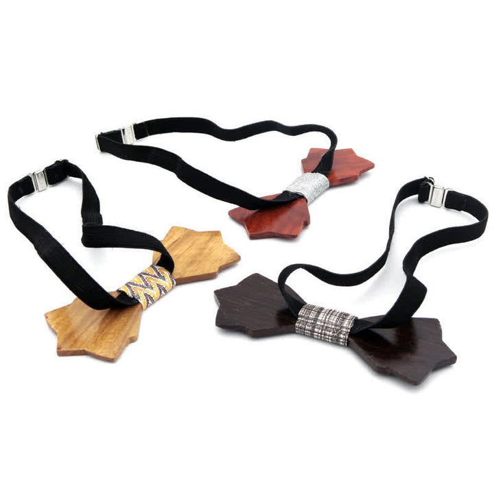 Men's Classic Vintage Double Layered Wooden Bow Tie - image 7