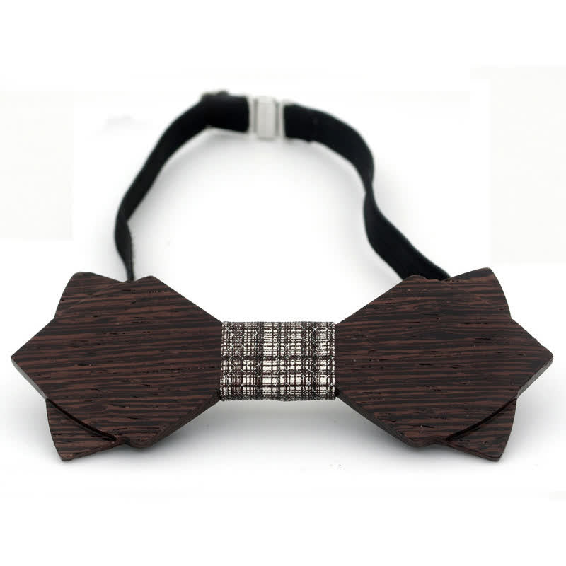 Men's Classic Vintage Double Layered Wooden Bow Tie - image 9