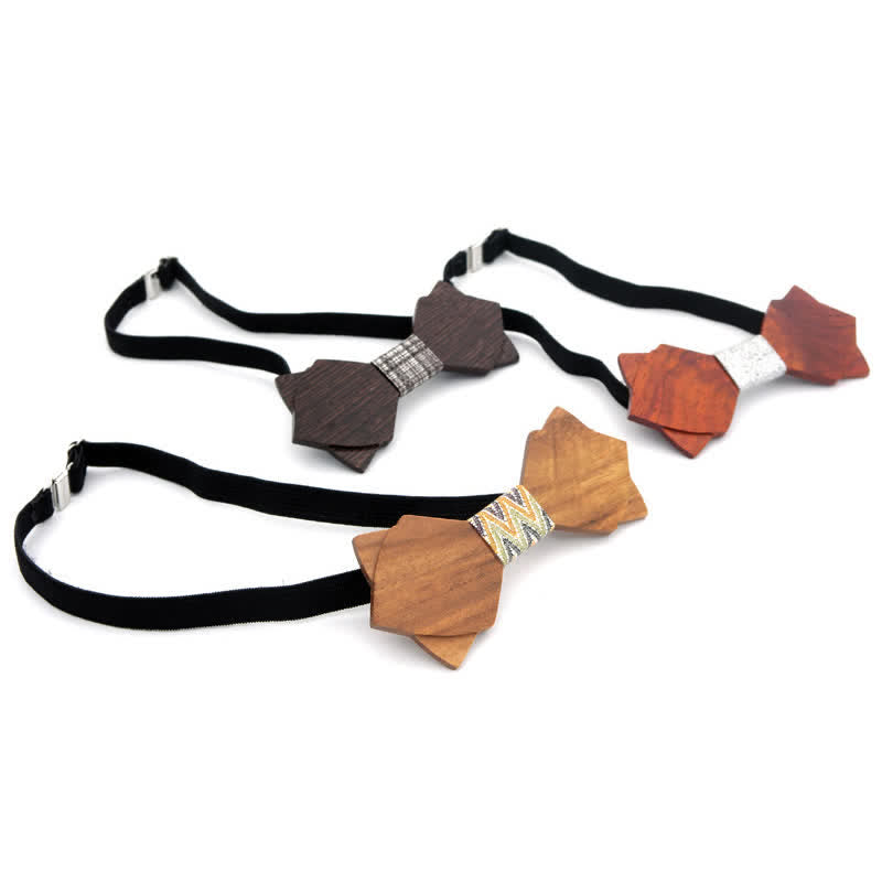 Men's Classic Vintage Double Layered Wooden Bow Tie - image 1