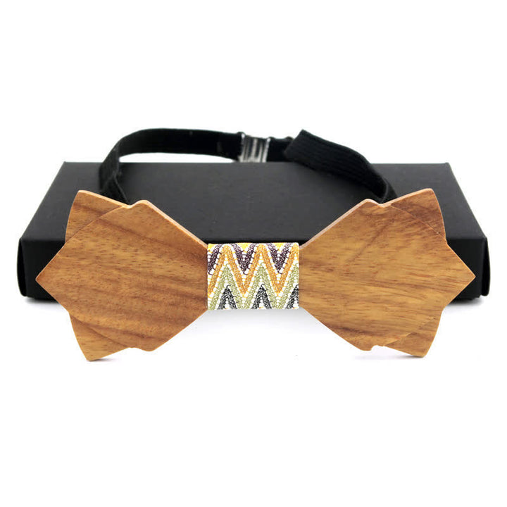 Men's Classic Vintage Double Layered Wooden Bow Tie - BurlyWood - image 0
