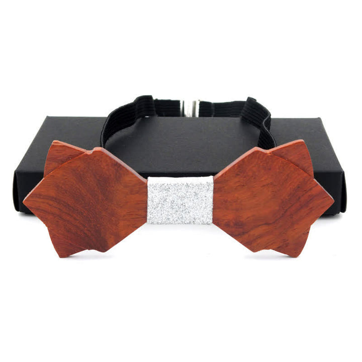 Men's Classic Vintage Double Layered Wooden Bow Tie - Red - image 11