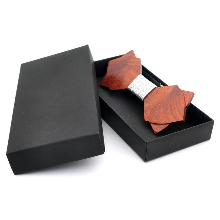 Men's Classic Vintage Double Layered Wooden Bow Tie - image 13