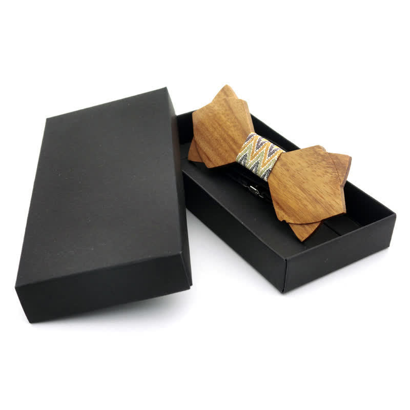 Men's Classic Vintage Double Layered Wooden Bow Tie - image 2