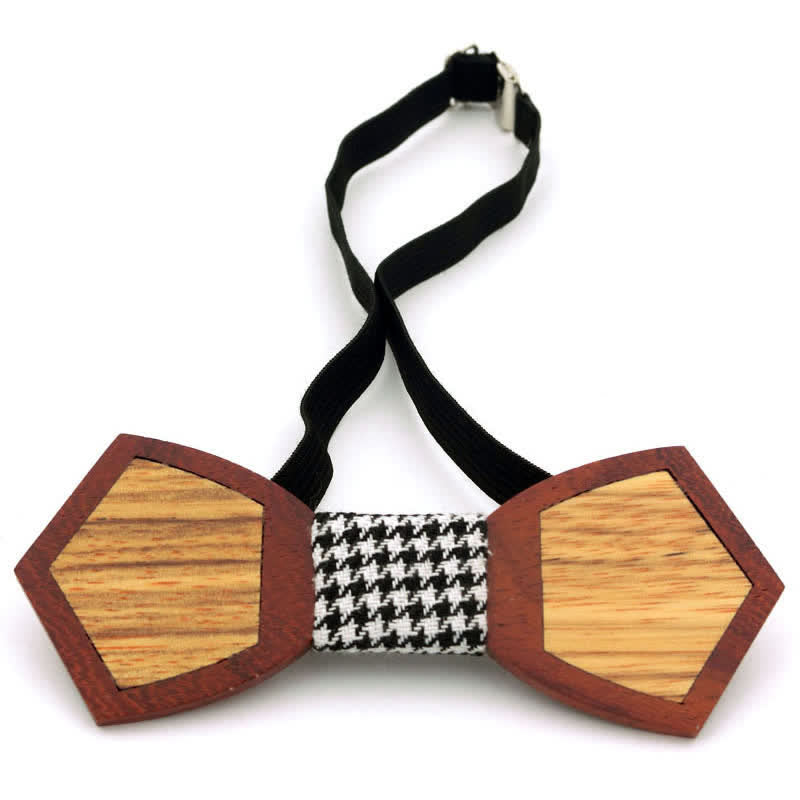 Men's Spliced Stylish Butterfly Wooden Bow Tie - image 4