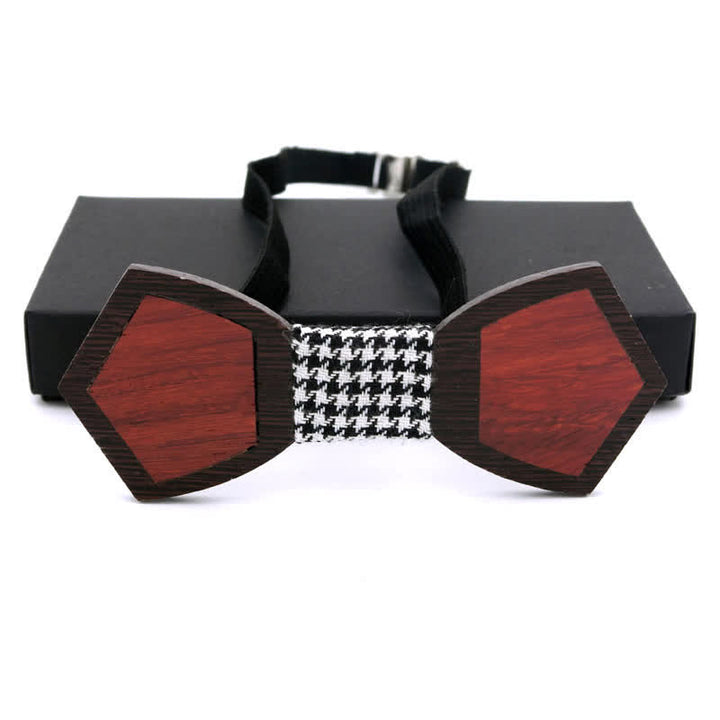 Men's Spliced Stylish Butterfly Wooden Bow Tie - Red - image 0