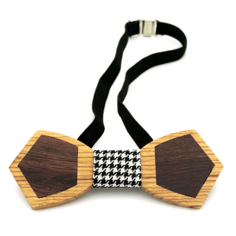 Men's Spliced Stylish Butterfly Wooden Bow Tie - image 7