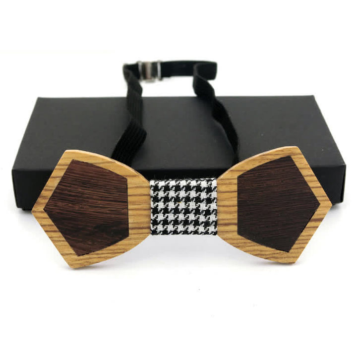 Men's Spliced Stylish Butterfly Wooden Bow Tie - Black - image 6