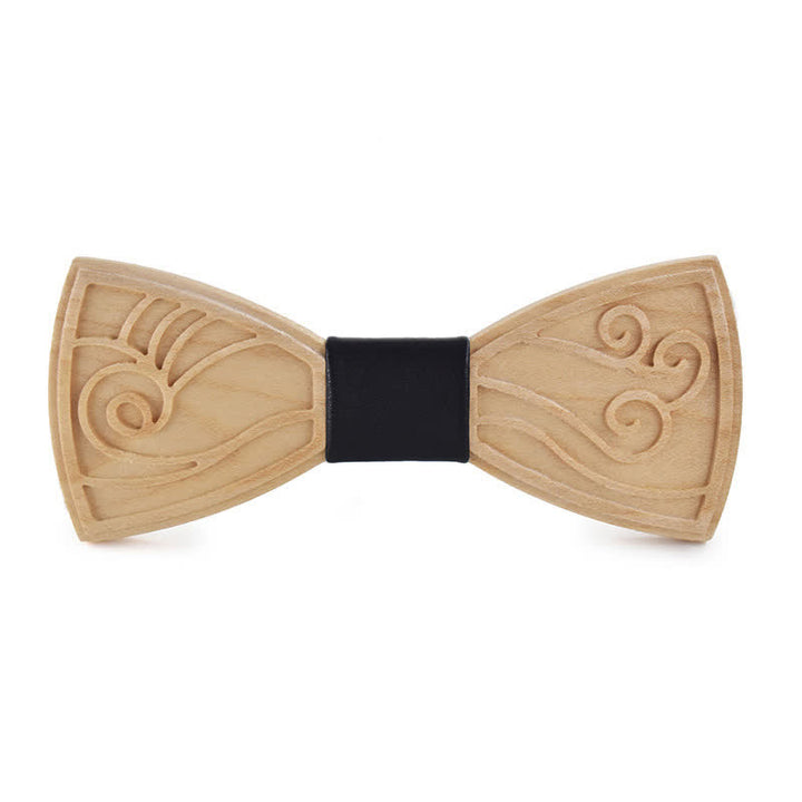 Men's Novelty Music Engraving Wooden Bow Tie - Style #2 - Black - image 15