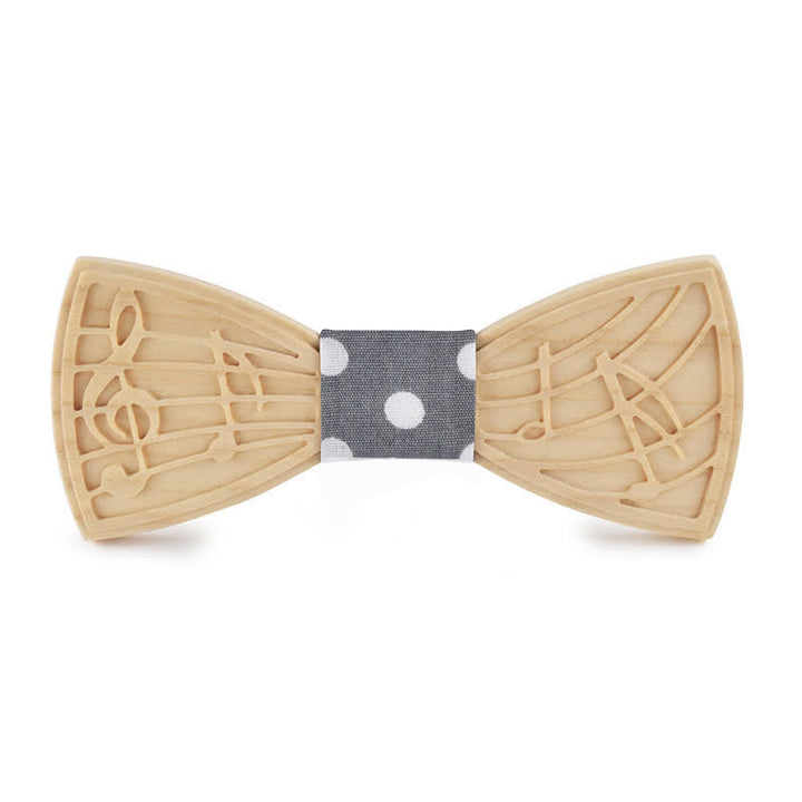 Men's Novelty Music Engraving Wooden Bow Tie - Style #1 - Gray Dot - image 11