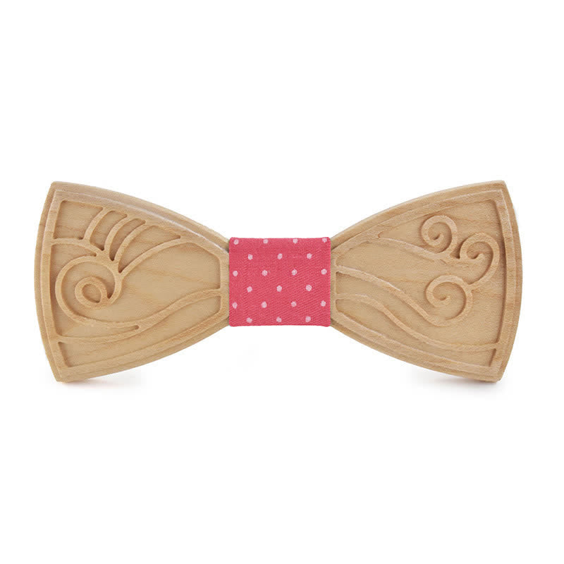 Men's Novelty Music Engraving Wooden Bow Tie - Style #2 - Pink - image 19