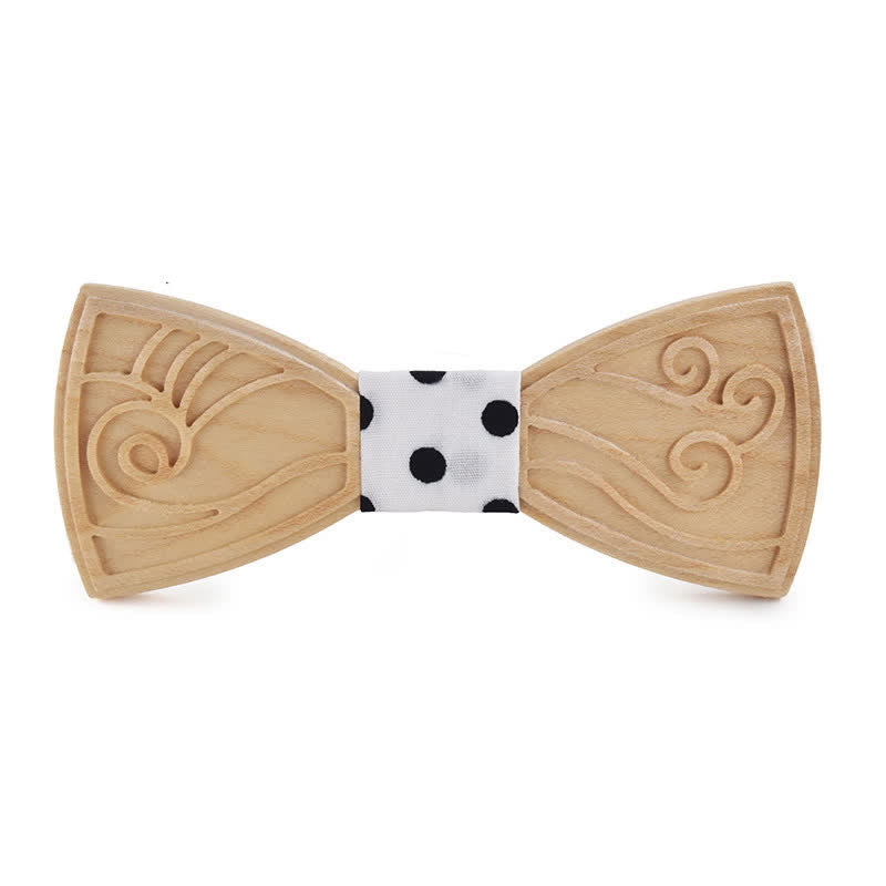 Men's Novelty Music Engraving Wooden Bow Tie - Style #2 - White Dot - image 20