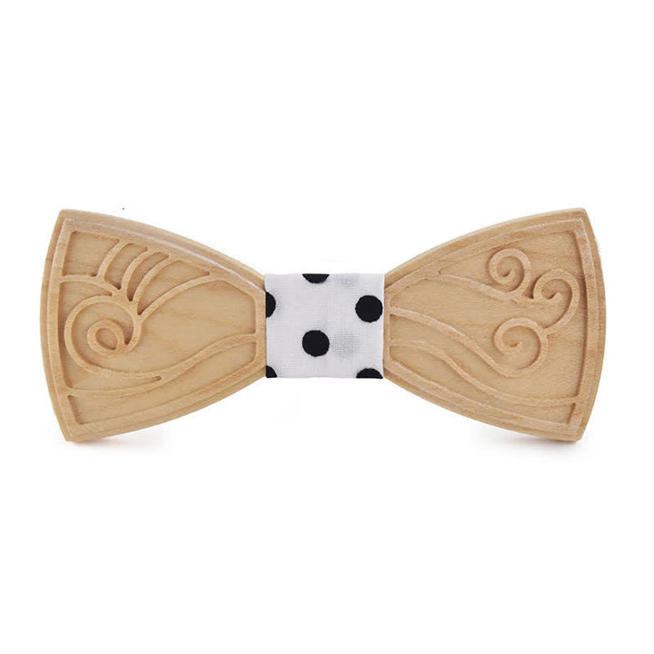 Men's Novelty Music Engraving Wooden Bow Tie - Style #2 - White Dot - image 20