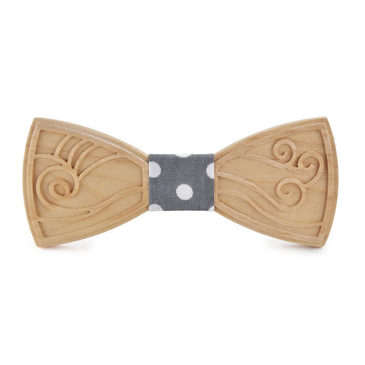 Men's Novelty Music Engraving Wooden Bow Tie - Style #2 - Gray Dot - image 21