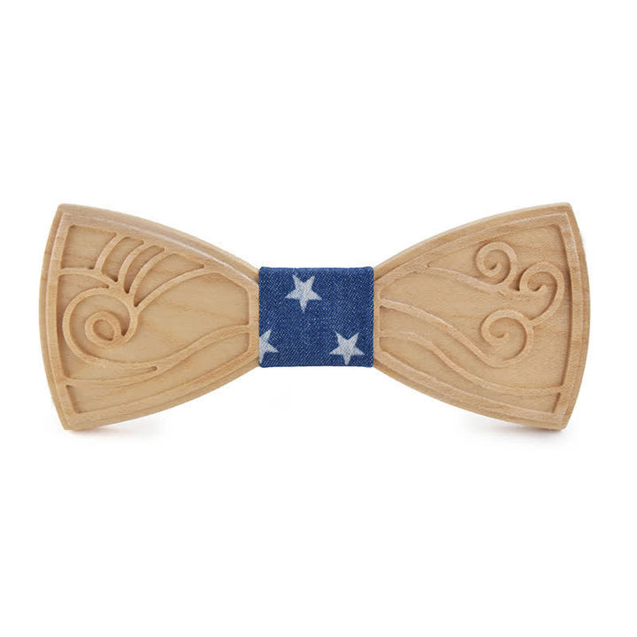 Men's Novelty Music Engraving Wooden Bow Tie - Style #2 - Blue Star - image 18