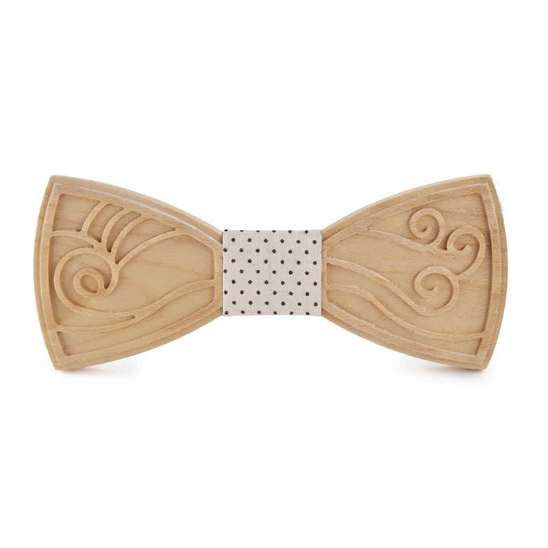 Men's Novelty Music Engraving Wooden Bow Tie - Style #2 - White Dotty - image 16