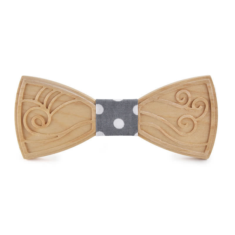 Men's Novelty Music Engraving Wooden Bow Tie - Style #2 - Gray Dot - image 21