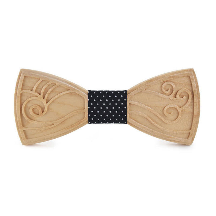 Men's Novelty Music Engraving Wooden Bow Tie - Style #2 - Black Dotty - image 17