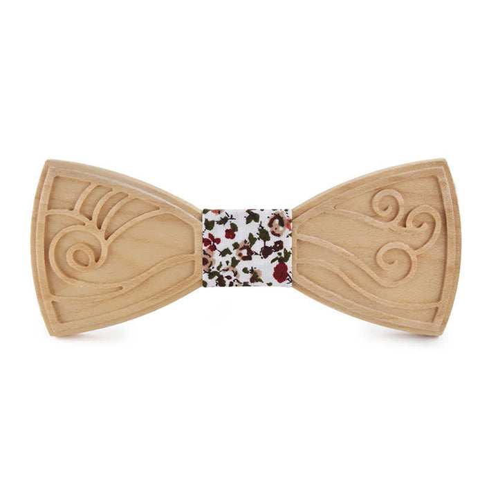 Men's Novelty Music Engraving Wooden Bow Tie - Style #2 - White Rose - image 22