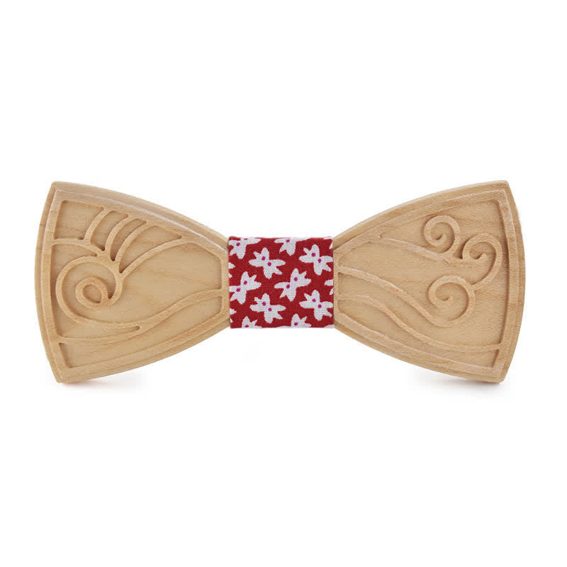 Men's Novelty Music Engraving Wooden Bow Tie - Style #2 - Red - image 23