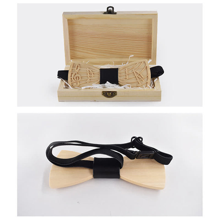 Men's Novelty Music Engraving Wooden Bow Tie - image 1