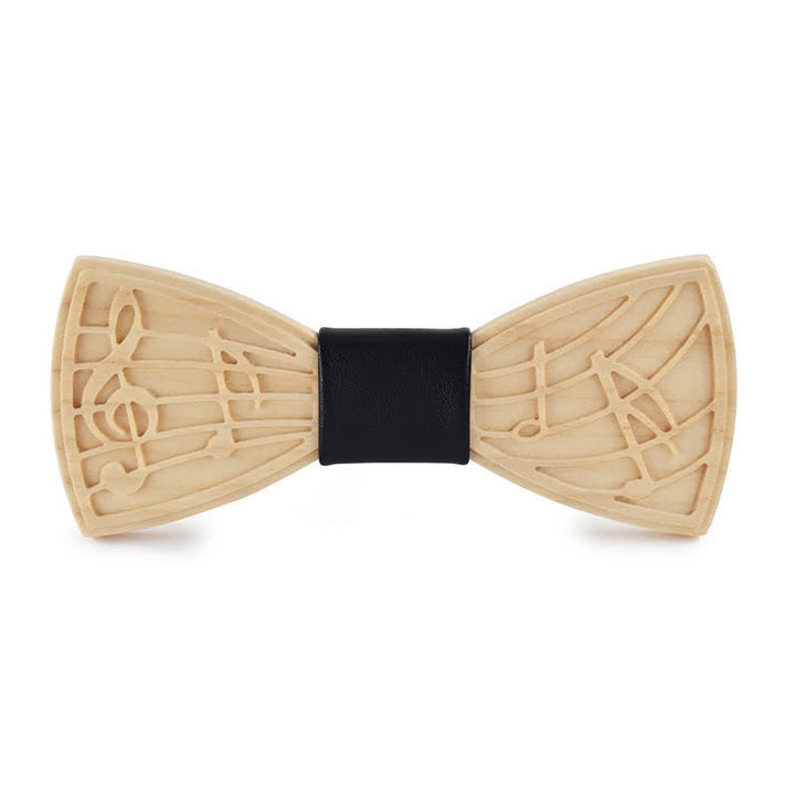 Men's Novelty Music Engraving Wooden Bow Tie - Style #1 - Black - image 2