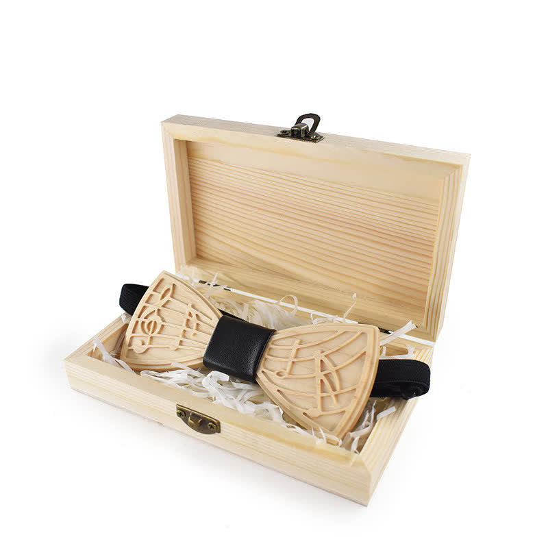Men's Novelty Music Engraving Wooden Bow Tie - image 0