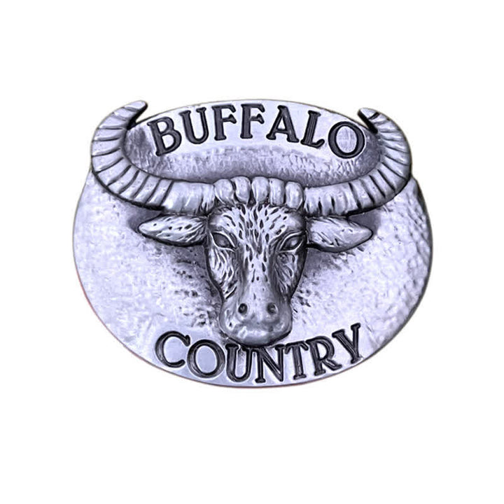Men's DIY Buffalo Country Buckle Leather Belt - Silver - Without Belt - image 10